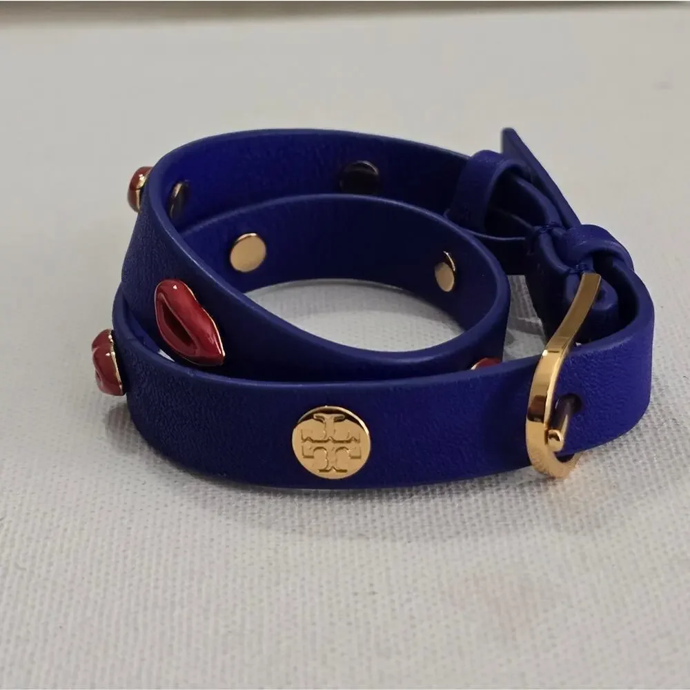 Tory Burch Blue and Red‎ Lips Wrap Bracelet